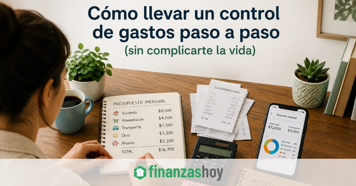 Persona revisando sus gastos personales y su presupuesto mensual