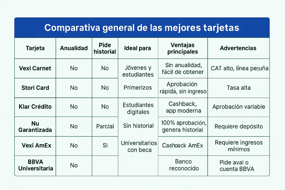 Comparativa mejores tarjetas para estudiantes
