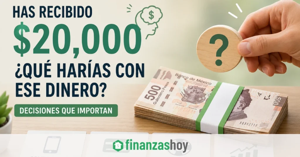 decisión financiera tras recibir $20,000 pesos, con opciones